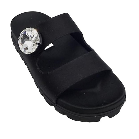 Miu Miu Women’s Black Sandals With Rhinestone Detailing Size 36.5 - Picture 1 of 11